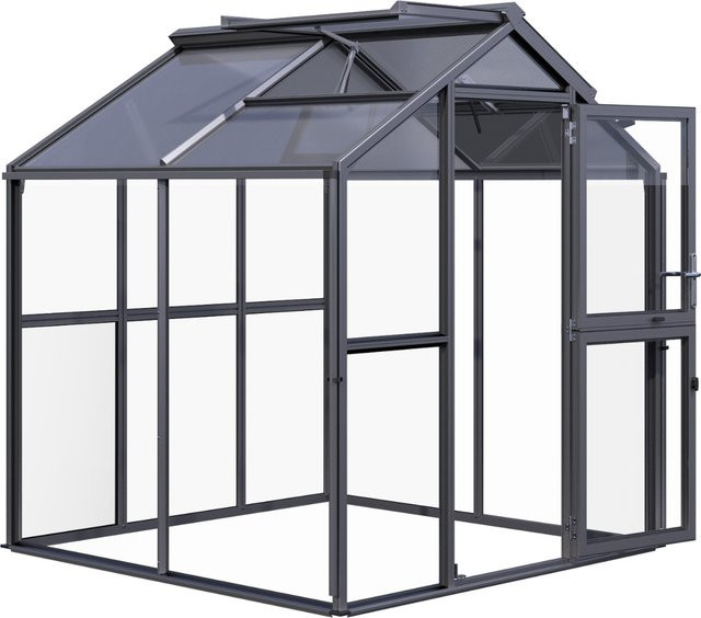 KGT Gewächshaus Galant II in Anthrazit-Grau mit 4,5 m² Fläche, 4 mm ESG-Glas und 10 mm HKP, B/T/H: 2,16 x 2,08 x 2,38 m - Bild 1