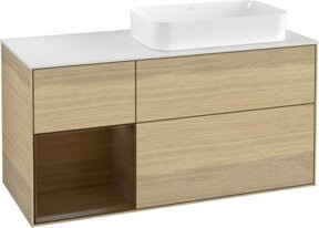 V&B Waschtischunterschrank Finion in Weiß und Eiche, Breite: 120 cm, Tiefe: 50,1 cm, Höhe: 50,1 cm - Bild 1