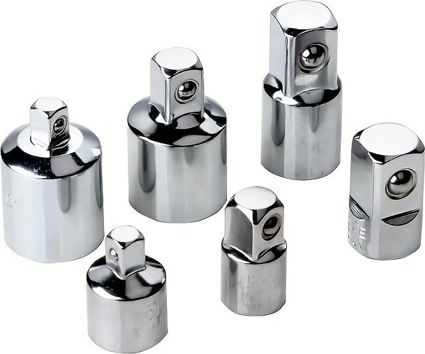 NIUXIANG Steckschlüssel-Adapter Set aus Edelstahl, 6 Stück, Farbe Silber, Konverter 1/2 Zoll auf 3/8 Zoll und 1/4 Zoll - Bild 1