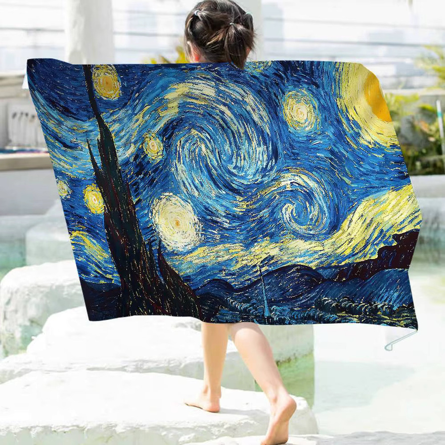 Potdemiel Strandhandtuch Starry Night Van Gogh Art, weiches und saugfähiges Baumwollhandtuch für Kinder in Multicolour - Bild 5