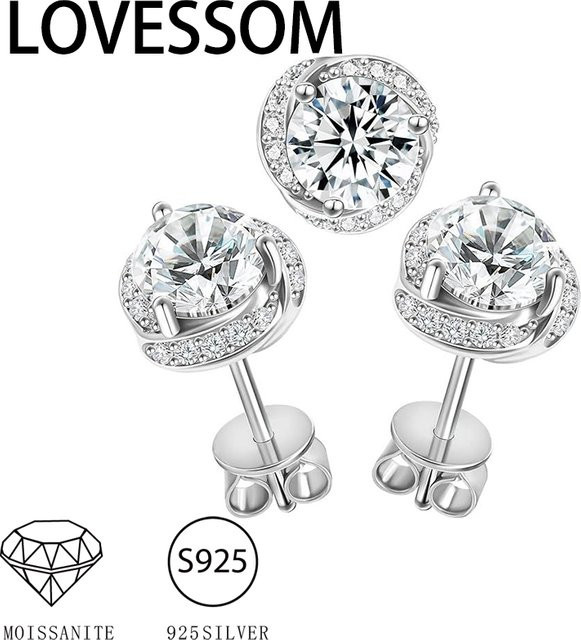 LOVESSOM Ohrstecker 925 Silber, Moissanit, Unisex - Bild 1