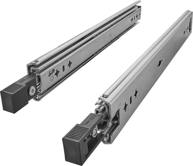 SO-TECH VarioSlide Schwerlastauszug KV1-120-H58-L400-EH Schubladenschiene mit Einrastfunktion, Schwarz/Silber, Belastbarkeit bis 120 kg, Länge: 400 mm - Bild 1