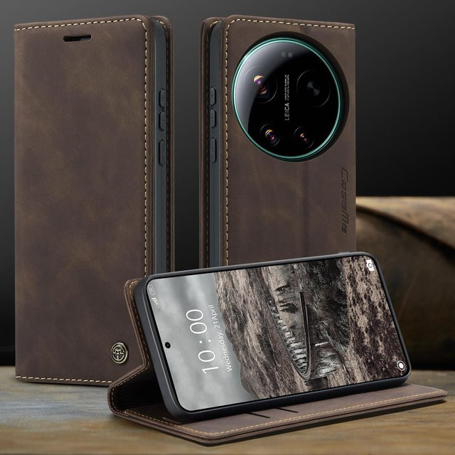 CaseMe Luxus Retro Magnetische Flip Handyhülle aus PU Leder für Xiaomi 17 17 Ultra in Kaffeebraun - Bild 1