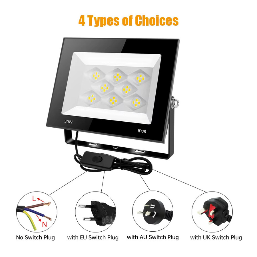 Asign LED-Flutlichtstrahler IP66 wasserdicht für Außenbereiche, 100W, 6500K Kaltweiß, Schwarz - Bild 1