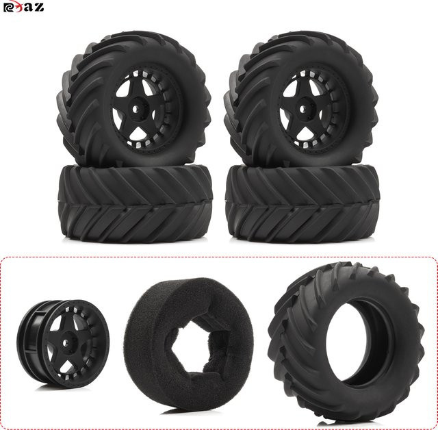 RCXAZ Crawler Truck Gummireifen, 4-teiliges Set, 86mm, 12mm Sechskant - Bild 1