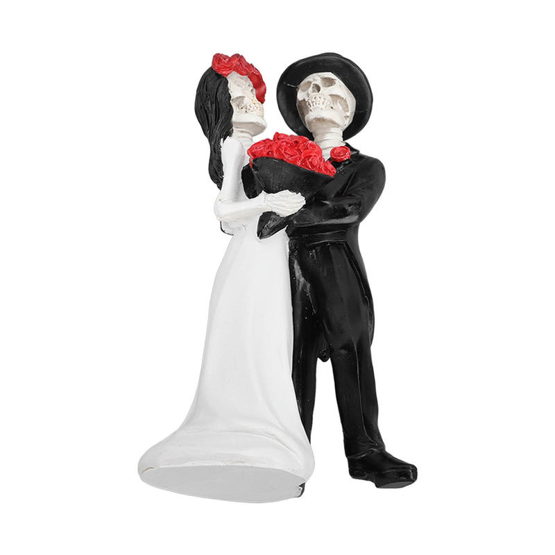 Tanzendes Skelettpaar als Hochzeitsfiguren von OutsideWorld in Schwarz und Weiß aus Kunstharz für Halloween und romantische Anlässe - Bild 2