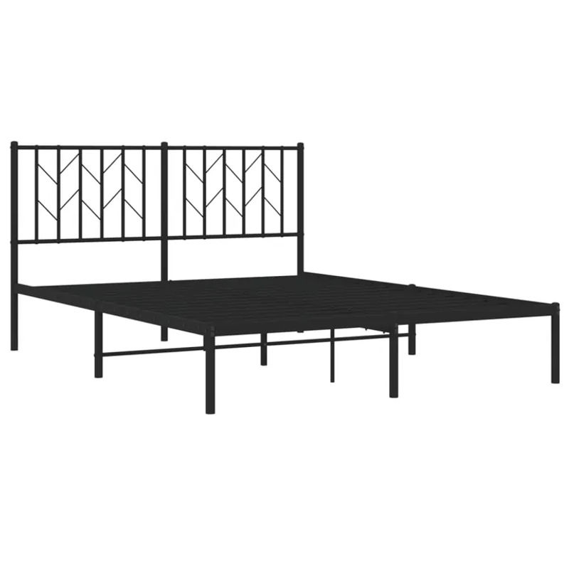 Vidaxl Metall-Bettgestell mit Kopfteil in Schwarz, B/T/H: 140 x 190 cm - Bild 2