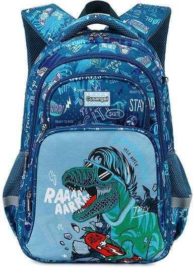 IGETBAG Schulrucksack Set für Teenager mit Brotdose und Federmäppchen, Blau, Dinosaurier Anime Design - Bild 1