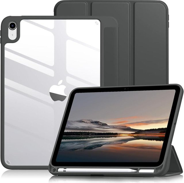 Schutzhülle für iPad Air 13 M2 2024 und verschiedene iPad Generationen mit harter durchsichtiger Rückseite in Schwarz - Bild 1