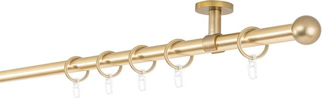 ONDECO Deckenträger Classic Rohr 1-läufig mit Endstück Ball in Messing-Matt, Länge: 260 cm, Durchmesser: 20 mm - Bild 1