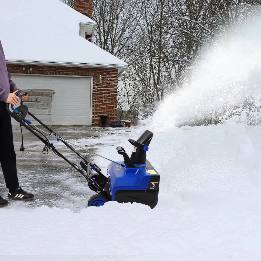 CNCEST Elektrische Schneefräse in Blau mit 56 cm Reinigungsbreite, verstellbarem Auswurf und Doppel-LED-Leuchten (2400W/1800W) - Bild 5