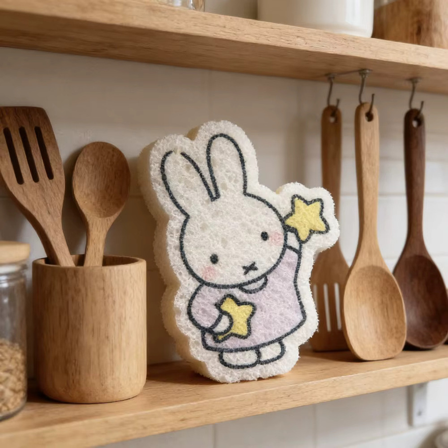 Miffy Kawaii Cartoon Küchenschwamm aus Holzfaser in Multicolour - Bild 4