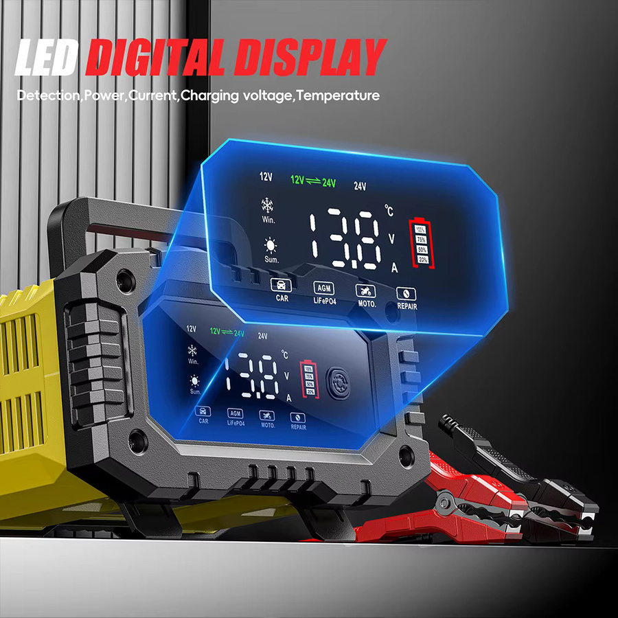 FOXSUR Smart Batterie Ladegerät 10A/5A in Schwarz für 12V 24V Auto Motorrad LKW mit automatischer Puls Reparatur für LiFePO4 AGM Blei-Säure Batterien - Bild 5