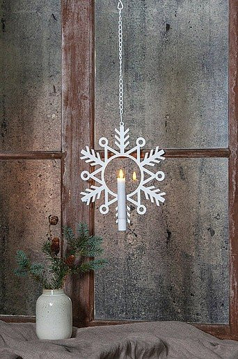 Star Trading Raumdeko Flamme Snow in Weiß mit Timer und Batterriebetrieb für Weihnachten und Winter - Bild 1
