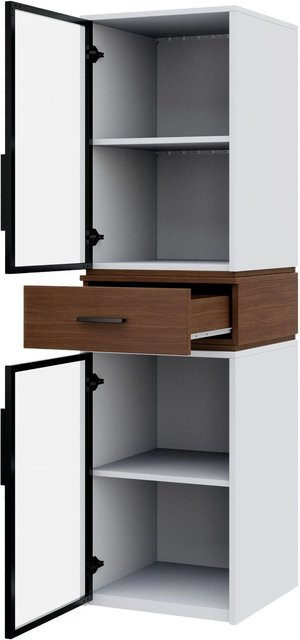 okwish Vitrinenschrank mit LED-Beleuchtung und Glastüren in Weiß, B/T/H: 40 x 20 x 200 cm - Bild 1