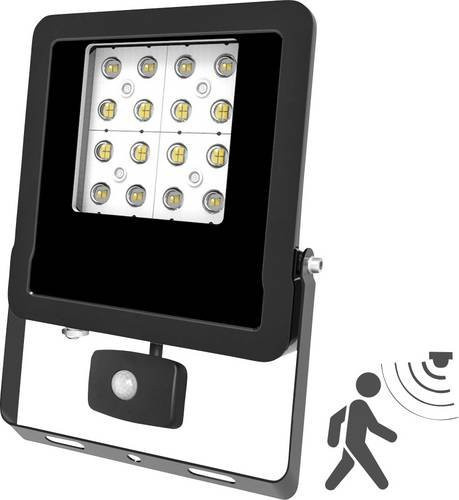 EVN LFE300902BM LED-Flutlichtstrahler 30W Schwarz mit Bewegungsmelder und Dämmerungssensor Warmweiß - Bild 1