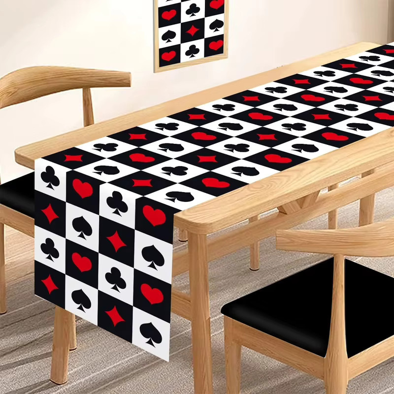 VIKAMA Pokertischläufer Casino-Tischdecke für Vegas Nachtspiele und Party-Deko, Mehrfarbig, B/T/H: 180 x 35 cm - Bild 2