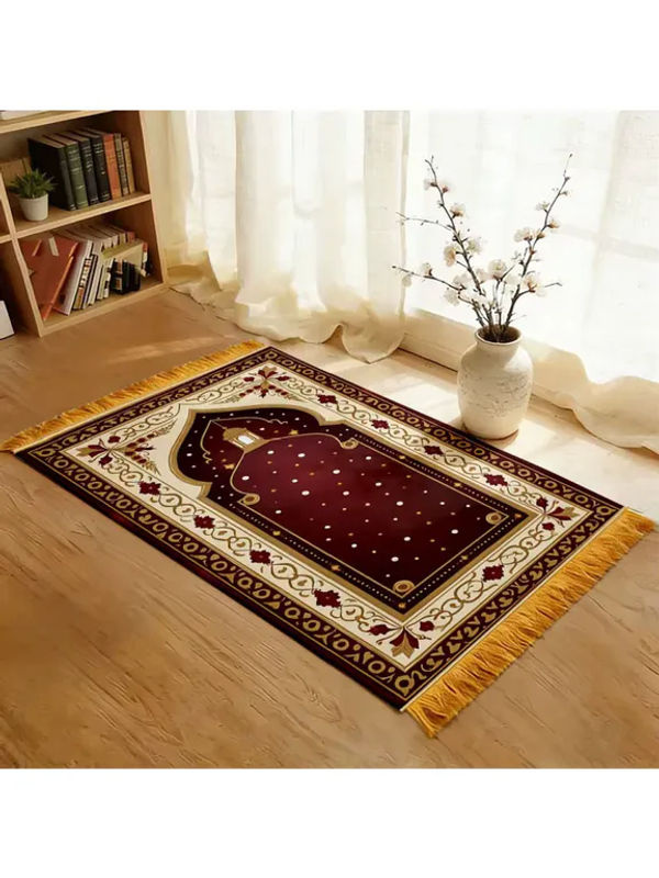 VIKAMA Luxuriöse Gebetsmatte mit floralem Design, maschinenwaschbar und orientalisch im Stil - Bild 7
