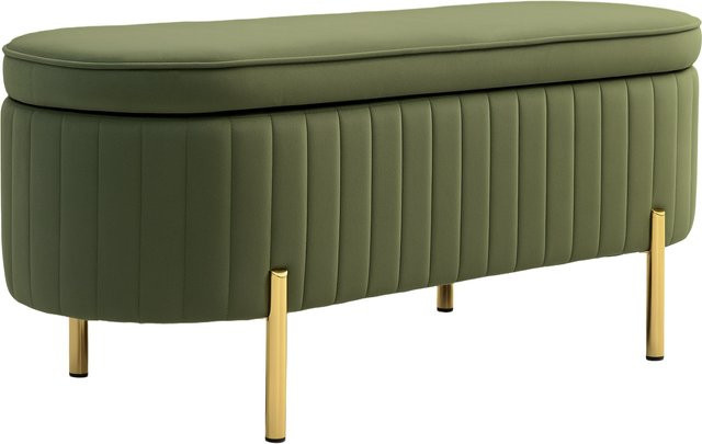 Aosom HOMCOM Sitzbank mit Stauraum in Samtoptik und Metallbeinen, Polsterbank mit Klappdeckel für Wohnzimmer, Schlafzimmer oder Flur, Farbe: Grün, B/T/H: 108 x 44 x 43,5 cm - Bild 1