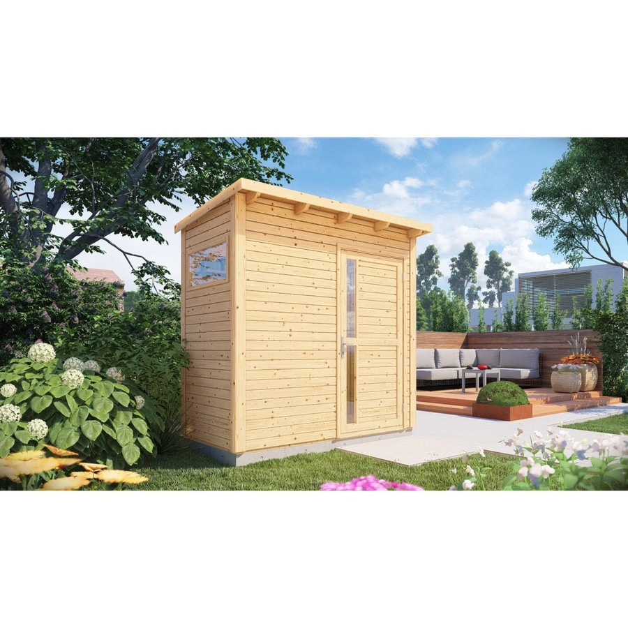 Bertilo Gartenhaus Pentus 1 in Natur mit Flachdach und modernem Design, B/T: 234 x 115 cm - Bild 2