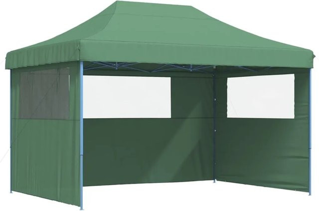 vidaXL Partyzelt Pop-Up Faltbar mit 3 Seitenteilen und Fenstern in Grün, B: 315 cm, T: 279 cm, H: 13 cm - Bild 1