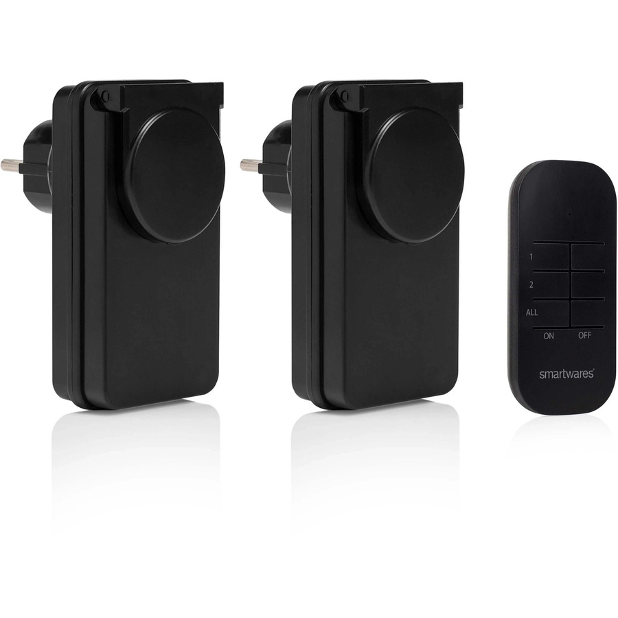 Smartwares drahtloses Netzschalter Set für den Außenbereich, 2er Set, Schwarz - Bild 2