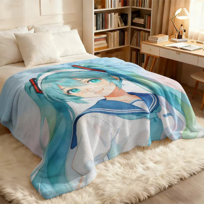 Hatsune Miku Anime Flanell-Überwurfdecke in Multicolour für Sofa und Schlafzimmer - Bild 5