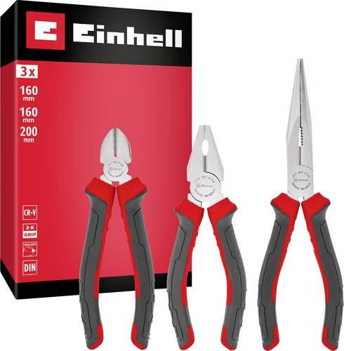 Einhell 3-teiliges Zangen-Set aus Chrome-Vanadium in Schwarz-Rot mit 160 mm und 200 mm - Bild 2