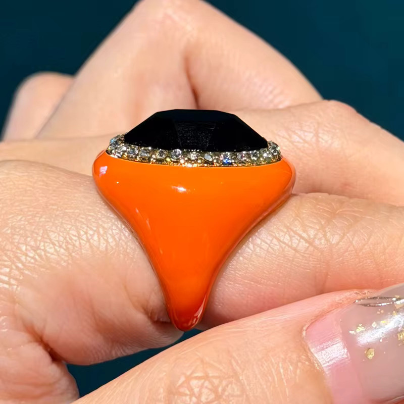 Icareu Ring, vergoldet, Emaille-Kristall-Einlage, Damen, Orange - Bild 2