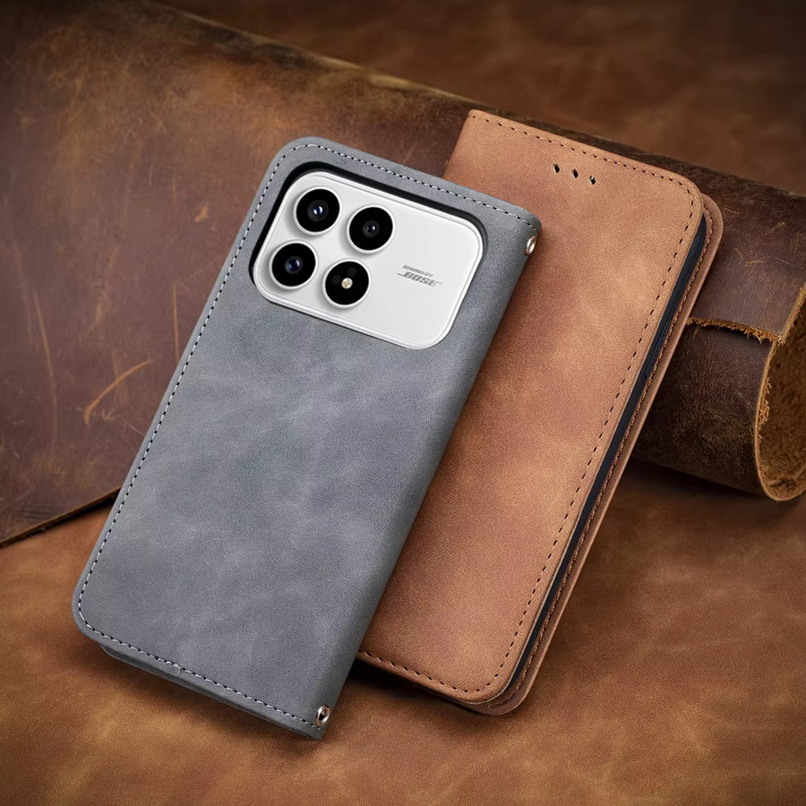 Magnetische Leder Brieftasche als Flip-Cover für Xiaomi POCO F8 Ultra 5G und POCO F8 Pro in Braun - Bild 1