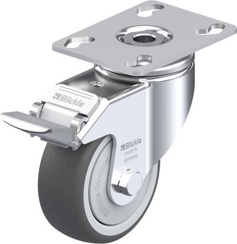 Blickle Lenkrolle LKPA-PATH 80KF-FI mit Feststeller, Rad-Durchmesser: 80 mm, Tragfähigkeit: 120 kg, Farbe: Grau/Silber - Bild 1