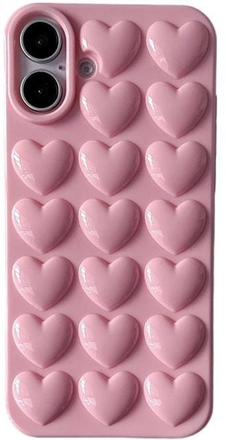 Rosa 3D Blasen Pop Herz Handyhülle aus weichem Silikon für Apple iPhone 17 Air 16 15 14 Plus 13 12 11 Pro Max - Bild 1