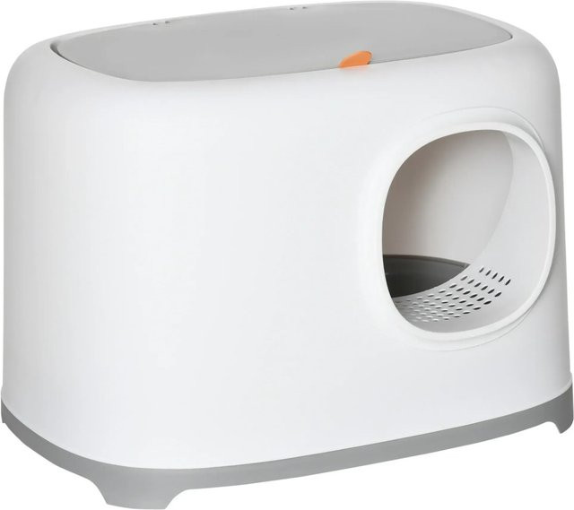PawHut Katzentoilette mit Haube aus Kunststoff in Weiss und Grau, B/H/L: 40 x 39 x 55 cm - Bild 1