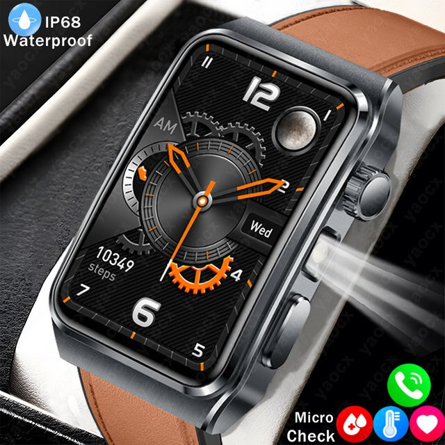 Yaocx Micro-Check Smartwatch in Schwarz mit Bluetooth-Anruf, Herzfrequenzmessung, Blutsauerstoff-Sensor und IP68 Wasserdichtigkeit - Bild 1