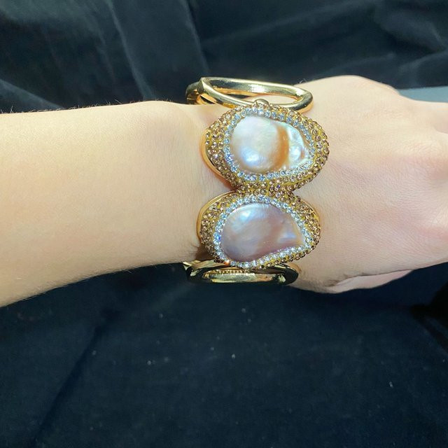 Mutu Manschettenarmband, Perle, Kristall, Gold, Damen - Bild 1