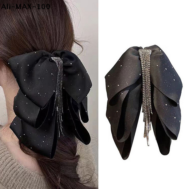AyS Haarspange mit Strass-Quasten und schwarzer Schleife, Damen - Bild 1