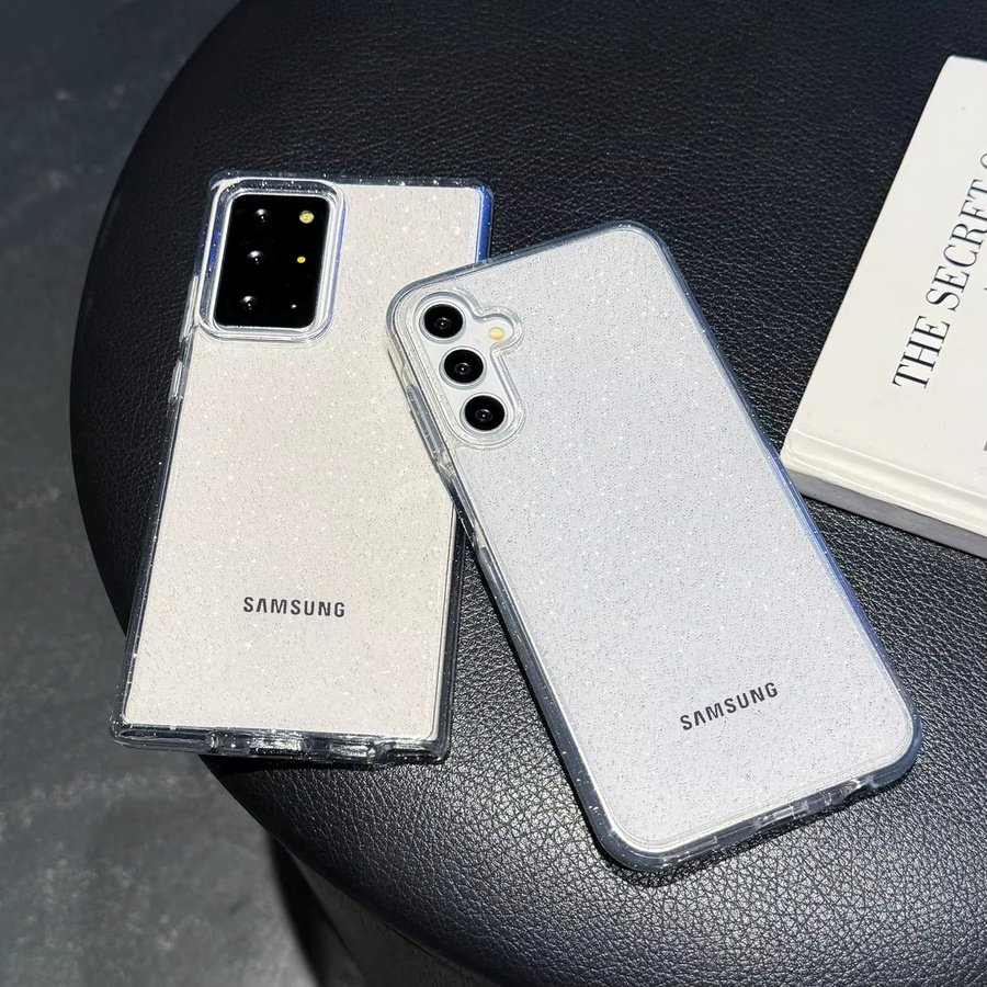 Glitzerhülle für Samsung Galaxy S25 Edge S24 FE S23 Ultra S22 Plus S21 S20 A56 5G A55 A36 A26 A16 A06 A35 A25 A15 A14 A34 in Transparent - Bild 2