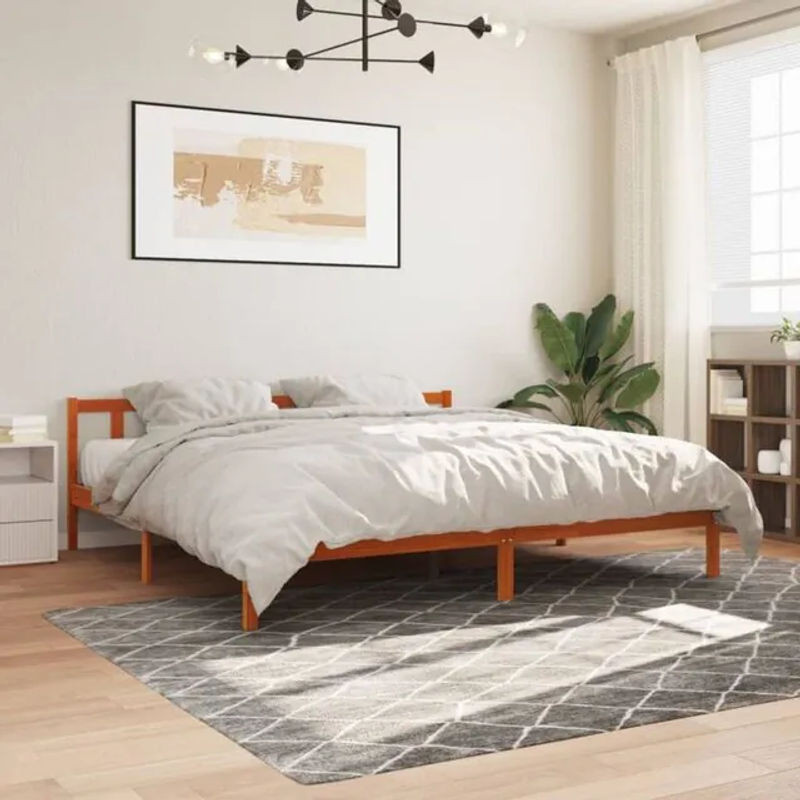 Massivholzbett aus Kiefer in Braun von vidaxl im Landhausstil, B/T: 180 x 200 cm - Bild 1
