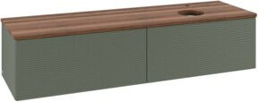 V&B Waschtischunterschrank Antao mit Frontstruktur und LED-Beleuchtung, Wandmontage, Farbe: Weiß und Grau, B: 160 cm, T: 50 cm - Bild 1
