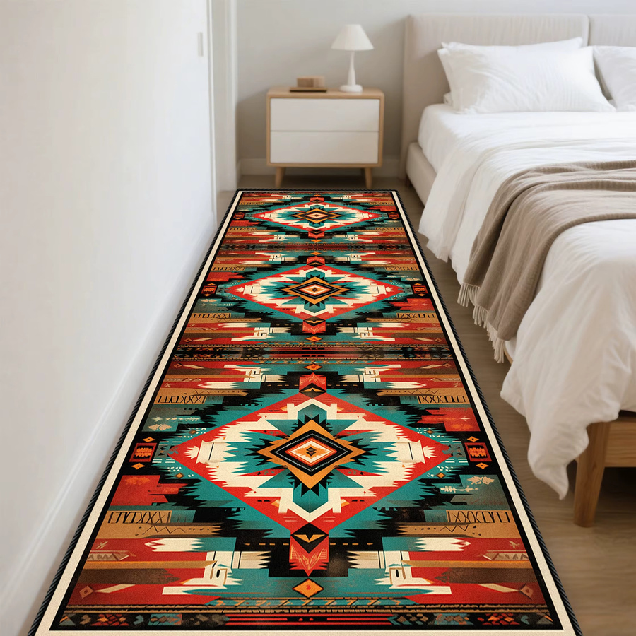 VIKAMA Bohemian Runner Teppich im Retro-Design, rutschfeste Bodenmatte für Flur, Küche oder Balkon, Multicolour, B/T: 120 x 50 cm - Bild 5