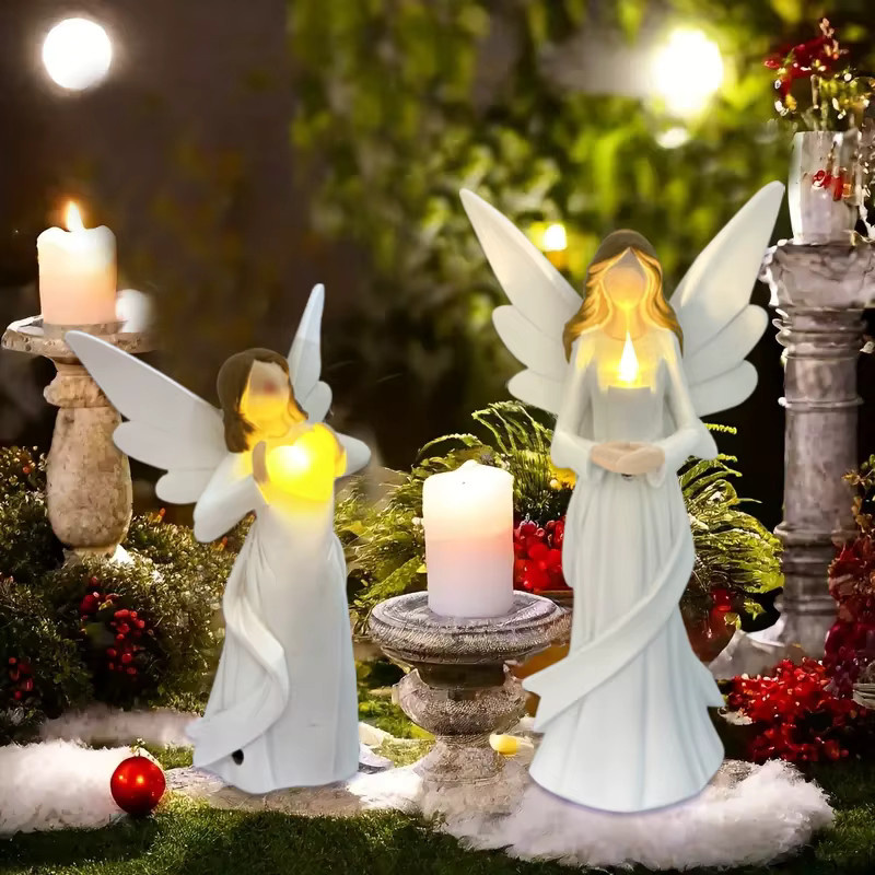 Weißes Engelskerzen-Skulpturenlicht als Tischdekoration für Weihnachten und festliche Anlässe - Bild 5