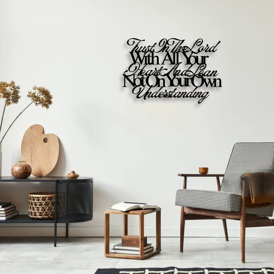 CIFBUY Wanddekoration Vertrauen Sie dem Herrn, christliche Metallkunst in Schwarz mit Typografie für dein Zuhause - Bild 4