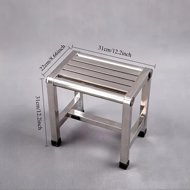 LIUSHADUOLA Quadratischer Hocker aus Edelstahl in Silber, moderner Metallsitz für Terrasse und Outdoor, B/T/H: 31,0 x 22,0 x 22,0 cm - Bild 3