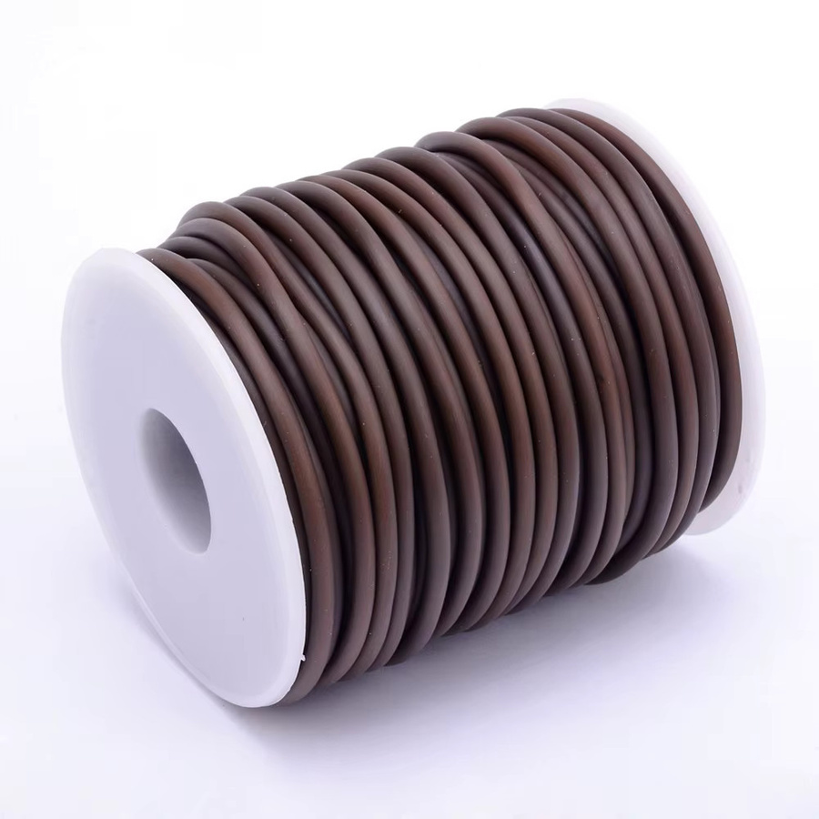 Hohlrohr PVC-Gummikordel umwickelt in Braun mit 3 mm Durchmesser und 1,5 mm Lochweite, 25 m pro Rolle - Bild 2