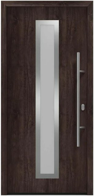 EcoStar Haustür Isopro IP 700S mit Glaseinsatz in Eiche Dunkel Braun, B/H: 110 x 210 cm, DIN Rechts - Bild 1