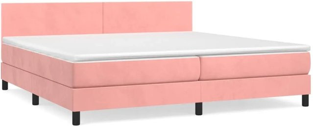 vidaXL Boxspringbett mit Matratze in Rosa, Hybrid-Design aus Samt, B/T/H: 200 x 200 x 203 cm - Bild 1