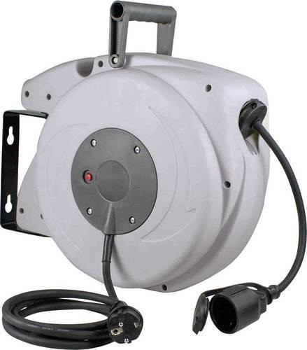 AS Schwabe Wandkabeltrommel Schwarz mit Schutzkontakt-Stecker, 10 m Länge - Bild 1