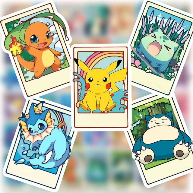 Bandai Pokémon Tarot-Karten Aufkleber, Bunt / Mehrfarbig, 50-teiliges Set - Bild 1