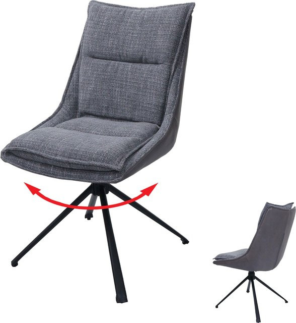 Drehbarer Esszimmerstuhl MCW-N71 in Grau mit Auto-Return Funktion und Öko-Tex zertifiziertem Stoff und Kunstleder - Bild 1