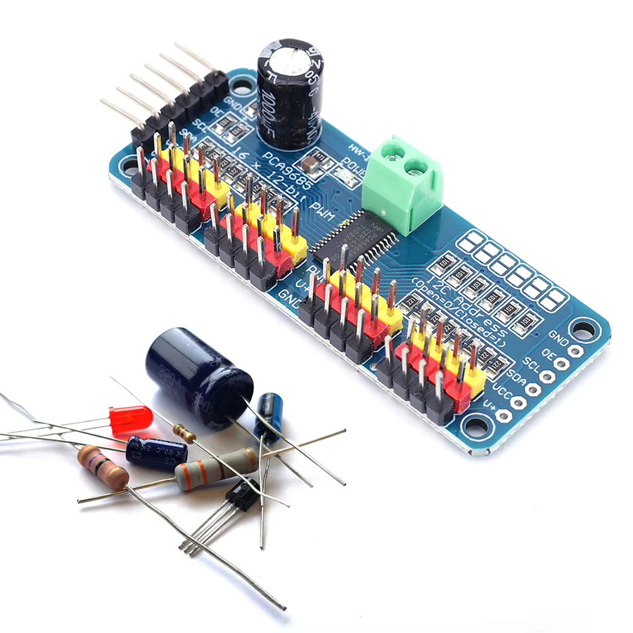 APWIKOGER 16-Kanal PCA9685 PWM-Servo-Treiberplatine mit IIC-Schnittstelle und 12-Bit-Auflösung in Blau für Arduino und Raspberry Pi - Bild 5
